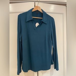 Universal Standard size S (14-16) Liquid Jersey long sleeve tee in dark teal